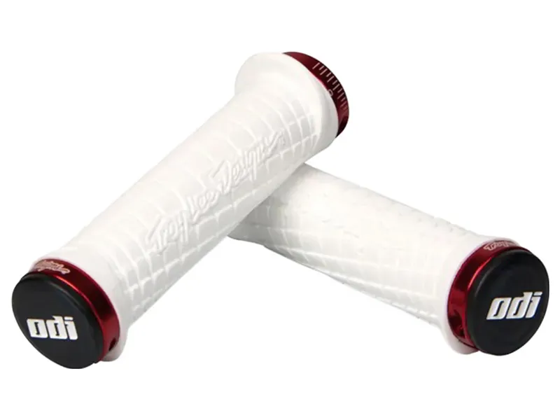 Troy Lee Designs MTB Lock On Grips 130mm in White/Red
