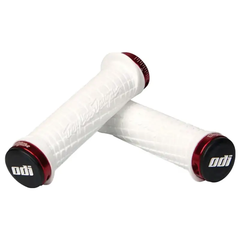 Balfes Bikes Odi Troy Lee Designs MTB Lock On Grips 130mm in White/Red | Free postage over £30, £10 off first order, price match & 0% finance.