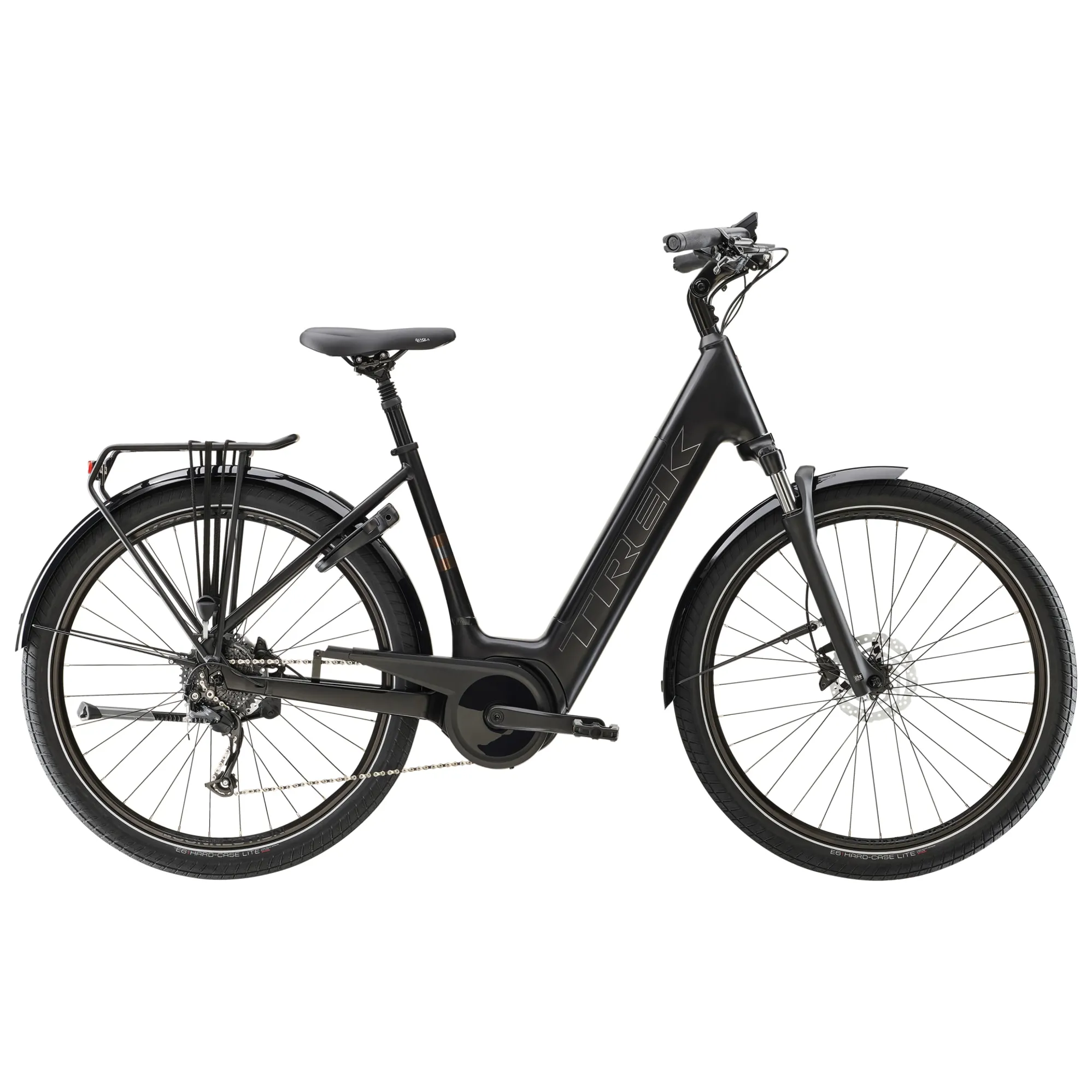 Trek Verve+ Lowstep 725wh Electric Hybrid Bike 2023 in Trek Black
