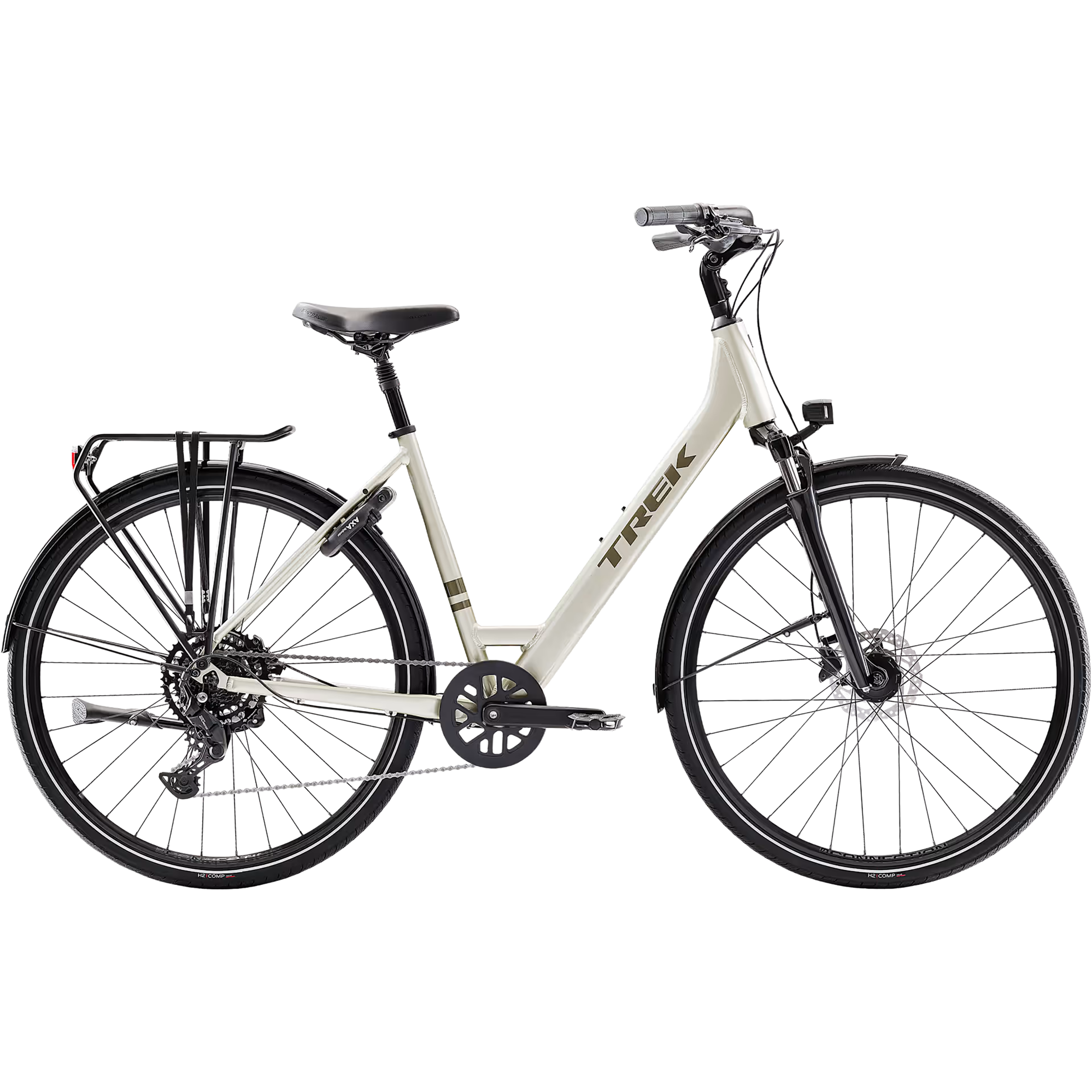 Trek Verve Lowstep Equipped Hybrid Bike 2026 in Lunar Silver