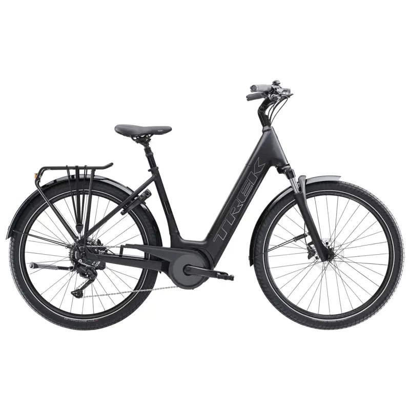 Balfes Bikes Trek Verve+ 3 545Wh Lowstep Electric Hybrid Bike 2026 in Matte Trek Black | Free postage over £30, £10 off first order, price match & 0% finance.