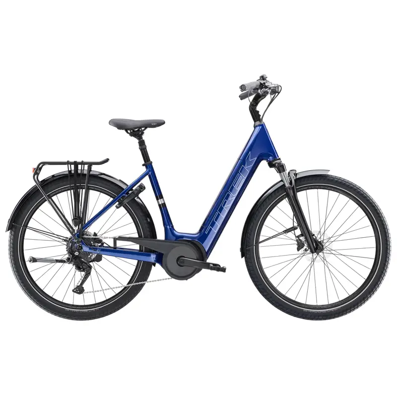 Balfes Bikes Trek Verve+ 3 545Wh Lowstep Electric Hybrid Bike 2026 in Hex Blue | Free postage over £30, £10 off first order, price match & 0% finance.