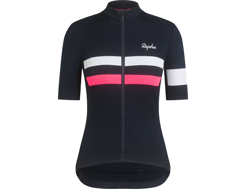 Rapha Women's Brevet Short Sleeve Jersey in Dark Navy/High-Vis Pink