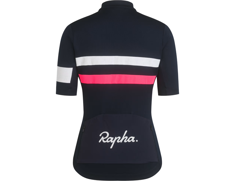 Rapha Women's Brevet Short Sleeve Jersey in Dark Navy/High-Vis Pink-1