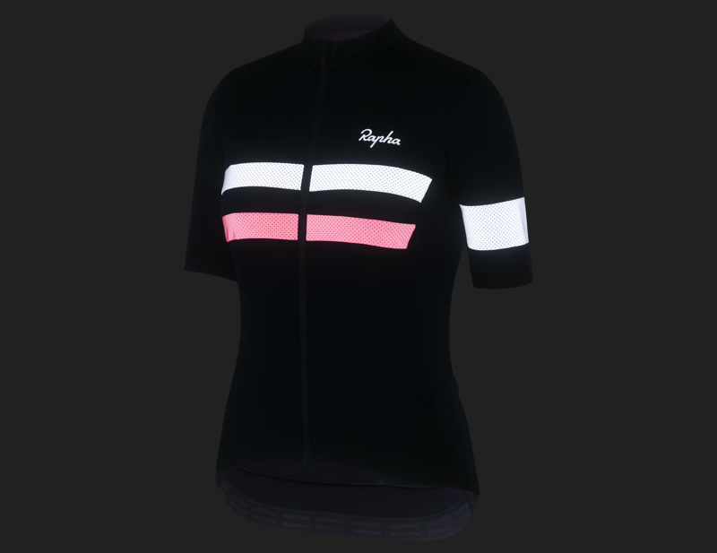 Rapha Women's Brevet Short Sleeve Jersey in Dark Navy/High-Vis Pink-3
