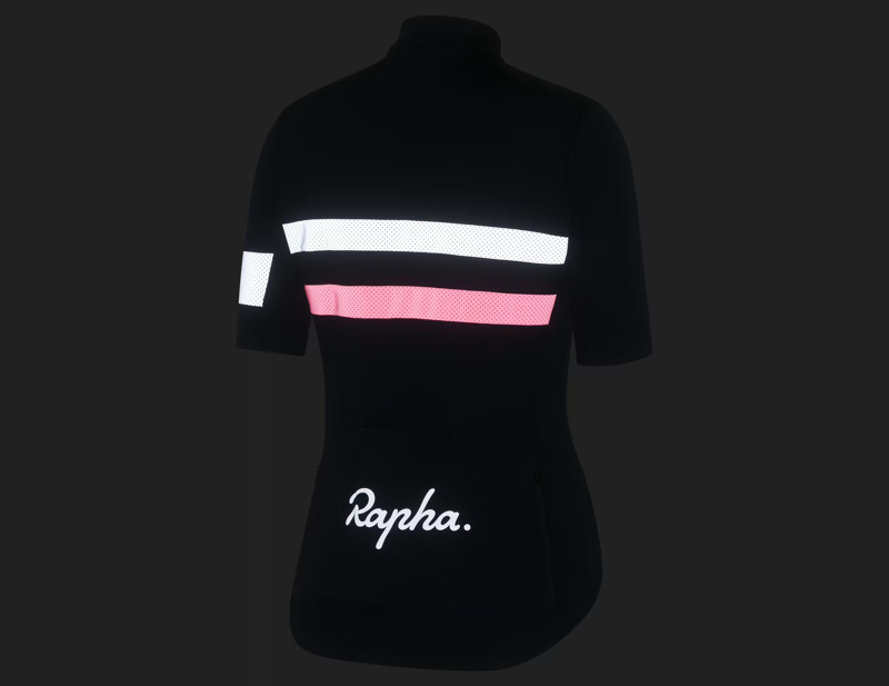 Rapha Women's Brevet Short Sleeve Jersey in Dark Navy/High-Vis Pink-4