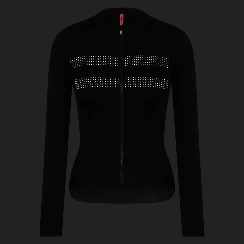 Rapha Women's Brevet Long Sleeve Merino Jersey III in Black/Black-6