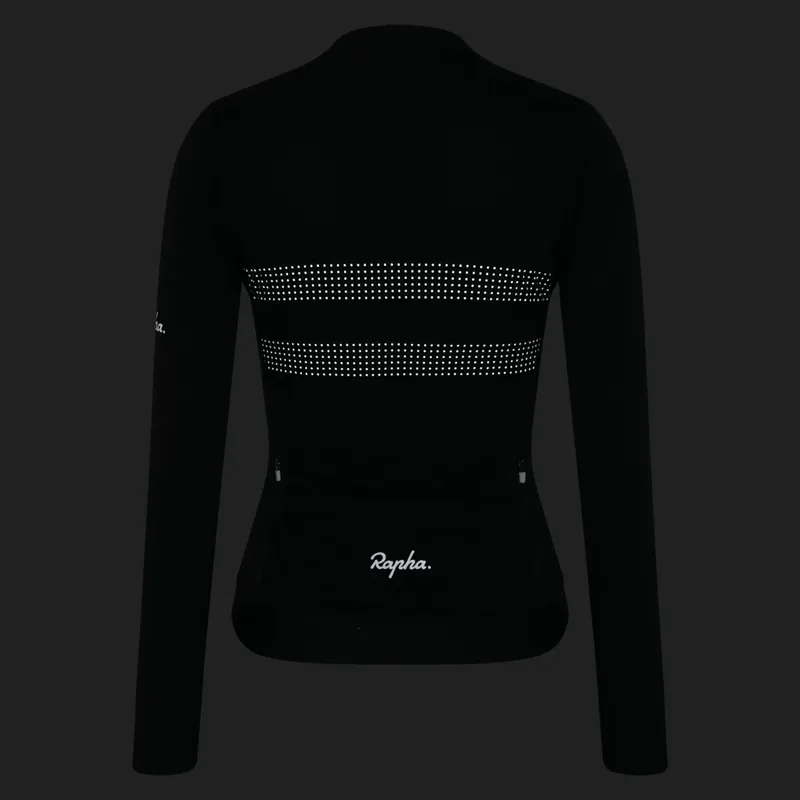 Rapha Women's Brevet Long Sleeve Merino Jersey III in Black/Black-7