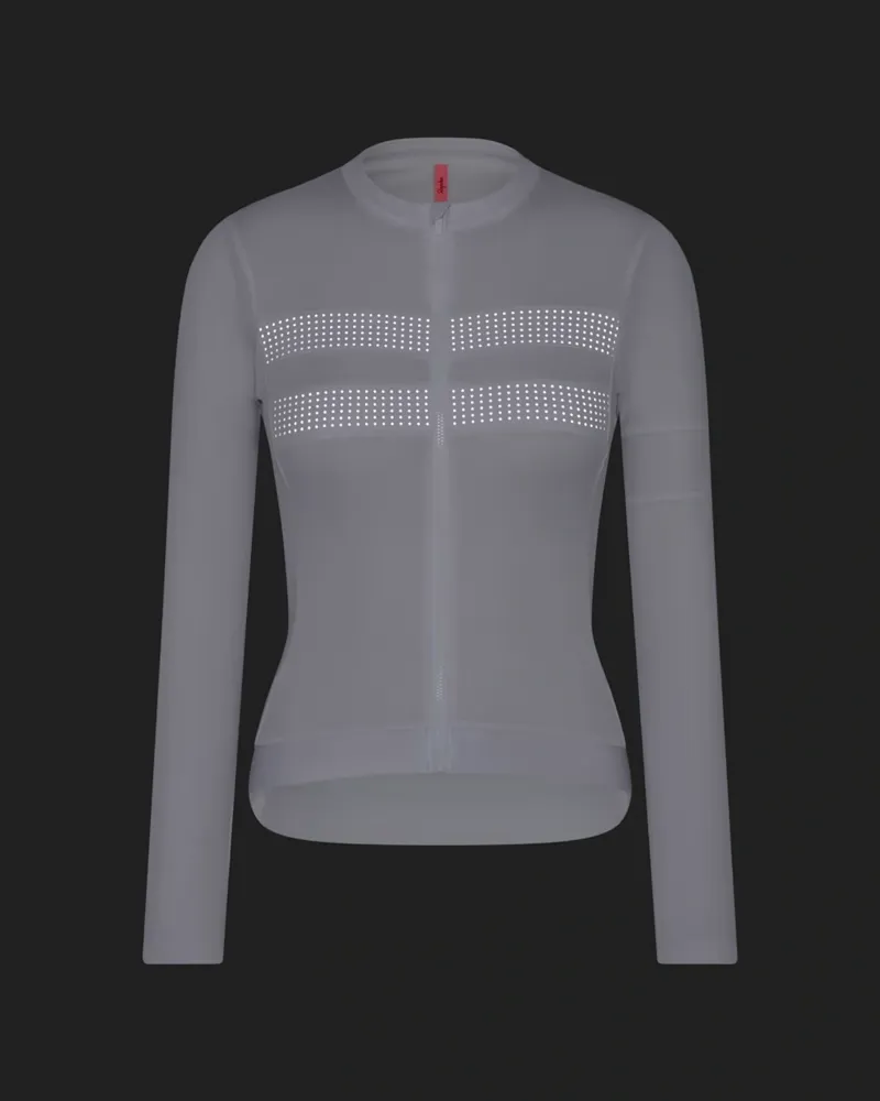 Rapha Women's Brevet Long Sleeve Merino Jersey III in White/Silver-6