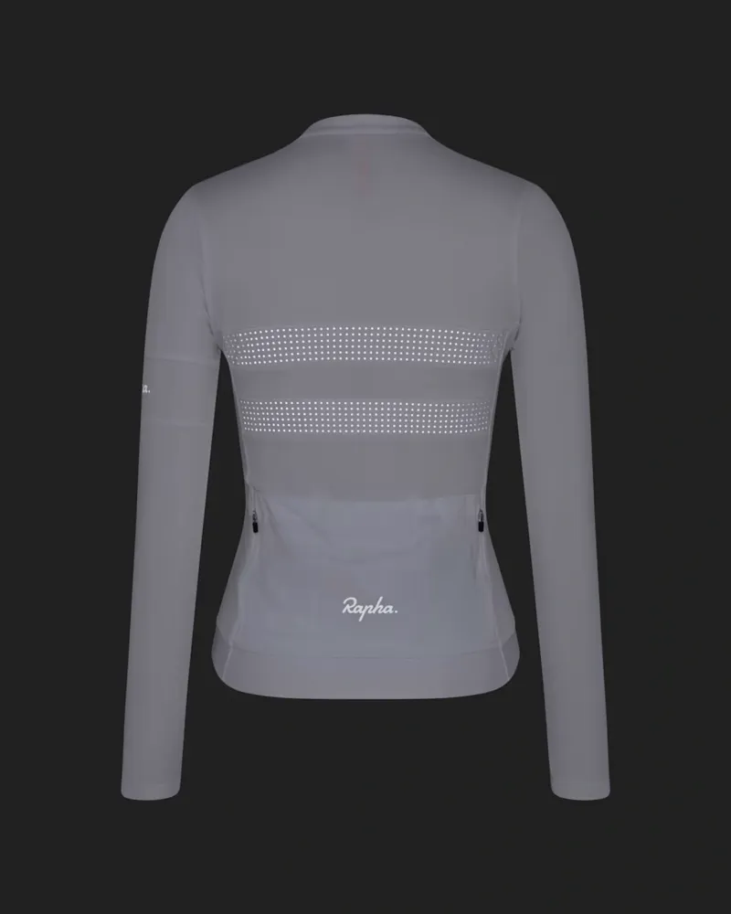 Rapha Women's Brevet Long Sleeve Merino Jersey III in White/Silver-7