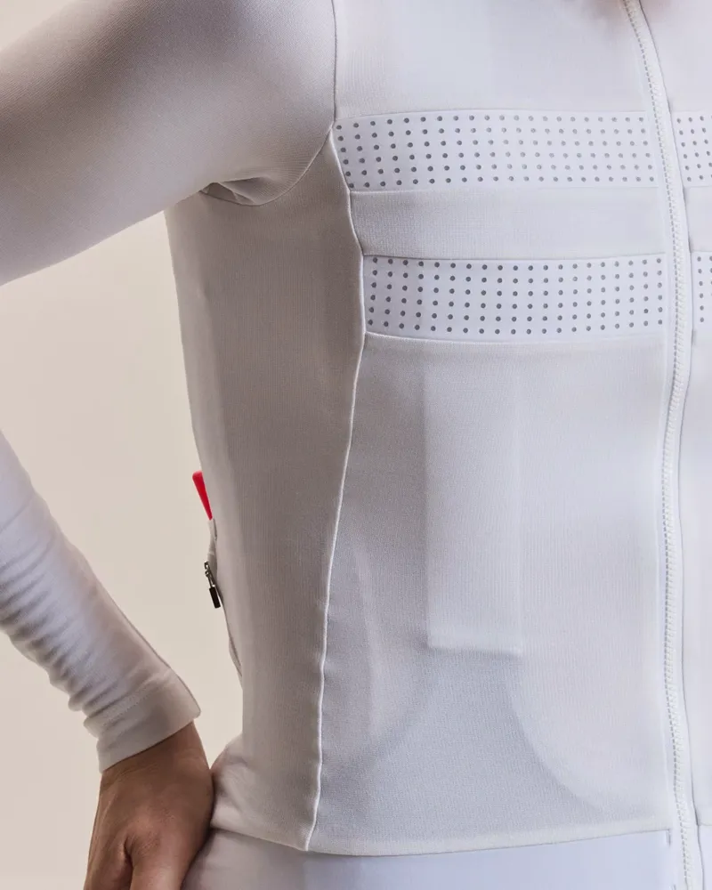 Rapha Women's Brevet Long Sleeve Merino Jersey III in White/Silver-5