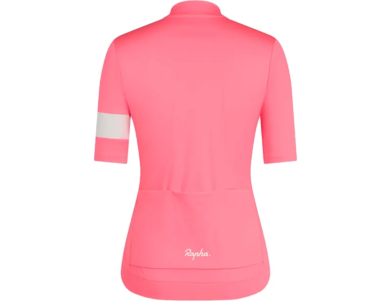 Rapha Women's Core Short Sleeve Jersey in High-Vis Pink/White-1