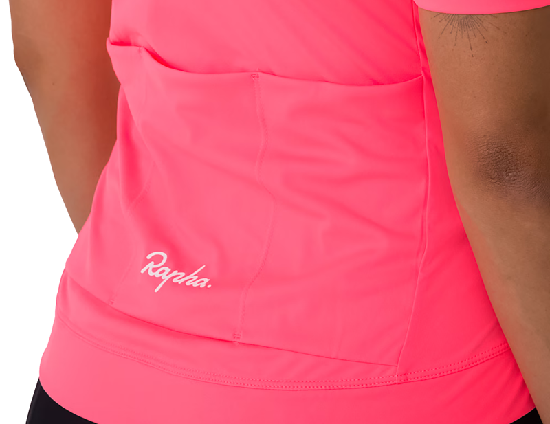 Rapha Women's Core Short Sleeve Jersey in High-Vis Pink/White-2