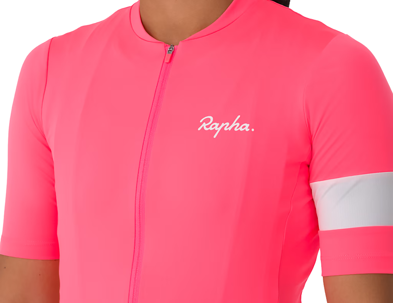 Rapha Women's Core Short Sleeve Jersey in High-Vis Pink/White-3