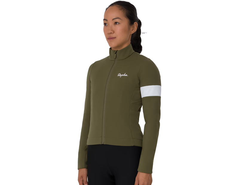 Rapha Women's Core Winter Jacket in Dark Khaki/White-2