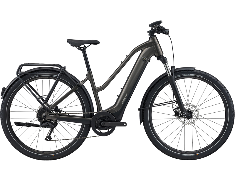 Balfes Bikes Giant Explore E+ 4 Stagger Electric Hybrid Bike 2026 in Stealth Chrome | Free postage over £30, £10 off first order, price match & 0% finance.