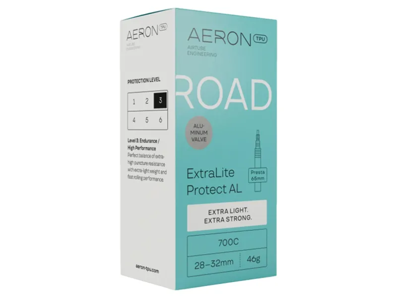 Aeron TPU Road ExtraLite Protect Alloy Valve 700c Presta 65mm in Grey-1