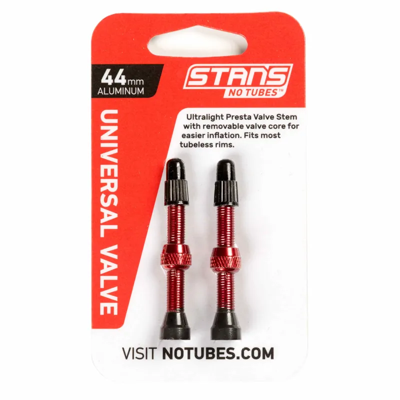 Stans NoTubes Universal Presta Coloured Alloy Valve Stems in Red-1