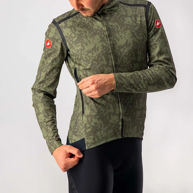 Castelli Perfetto RoS Long Sleeve Jacket Printed in Military Green/Black-2
