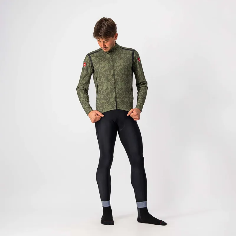 Castelli Perfetto RoS Long Sleeve Jacket Printed in Military Green/Black-3