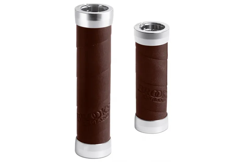 Brooks Slender Leather Handlebar Grips in Brown