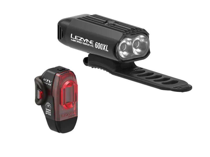 Lezyne Micro Drive 600XL and KTV Pro Light Set in Black