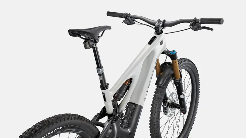 S-Works Turbo Levo Electric Carbon Full-Suspension Mountain Bike 2023 in White Silver Chrome Silver-7