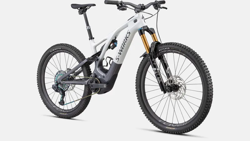 S-Works Turbo Levo Electric Carbon Full-Suspension Mountain Bike 2023 in White Silver Chrome Silver-9