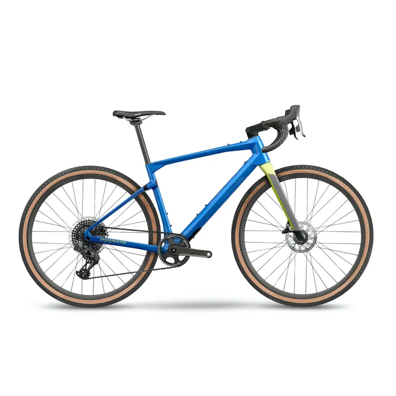 BMC Unrestricted 01 Two Force Axs Eagle Gravel Bike in 2022 Metallic Blue/Sunbeam Yellow