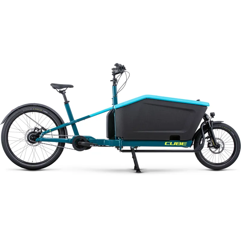 Cube Cargo Hybrid 500 Electric Cargo Bike 2024 in Blue Lime