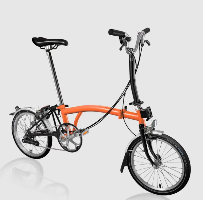 Brompton C Line Explore Mid Folding Bike 2022 in Fire Coral Matt