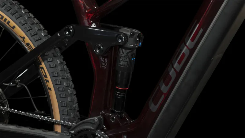 Cube Stereo Hybrid 140 HPC Race 750 Full Suspension Electric Mountain Bike 2024 in Liquid Red Black-3