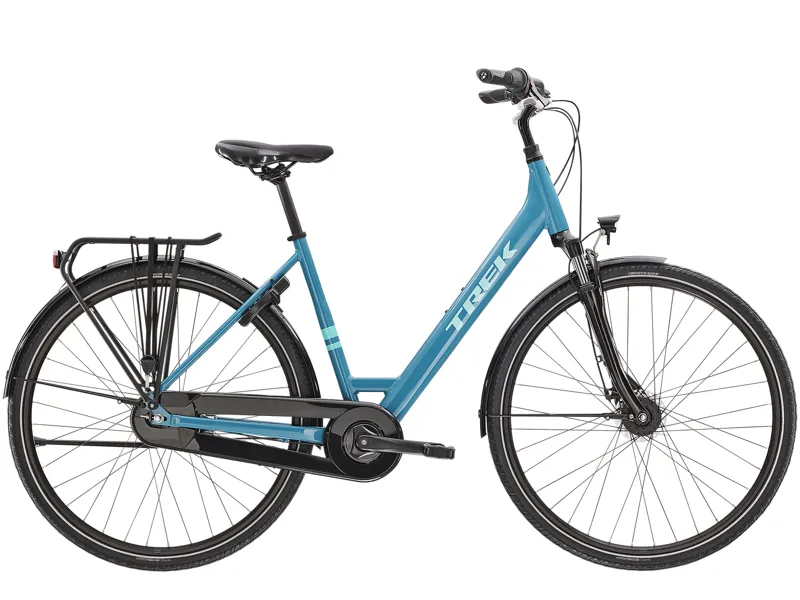 ONE OFF Trek District 1 EQ Lowstep Hybrid Bike Medium 2023 in Blue
