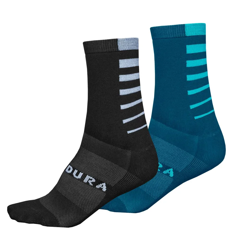 Endura Coolmax Stripe Socks Twin Pack In Blue