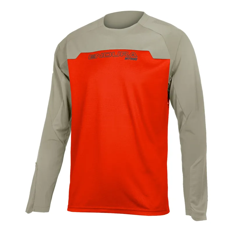 Endura MT500 Burner MTB Long Sleeve Jersey in Paprika