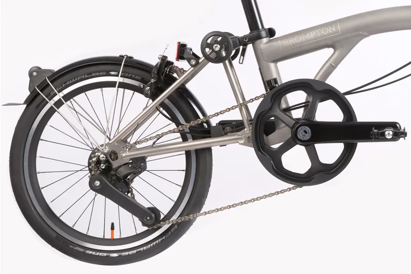 Brompton T Line Urban Folding Bike 2025 in Blasted Titanium - Mid Extended post-3