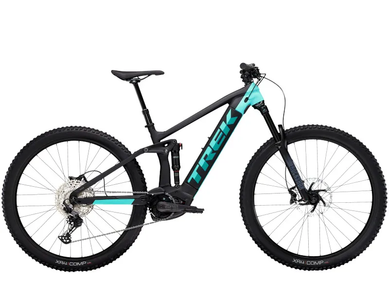 Trek Rail 5 Deore 500Wh FS Electric Mountain Bike 2023 in Matte Black and Miami Green