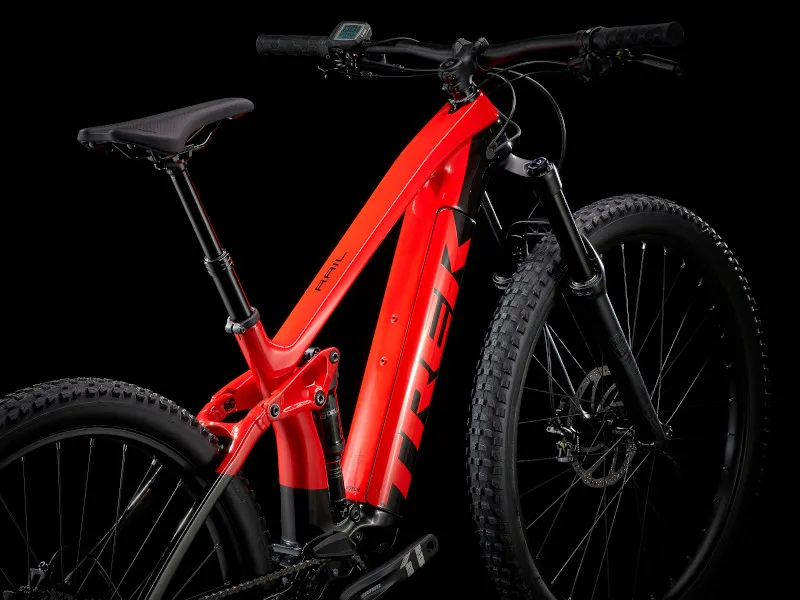 Trek Rail 9.5 Electric Full Suspension Mountain Bike 2022 in Red and Black -2
