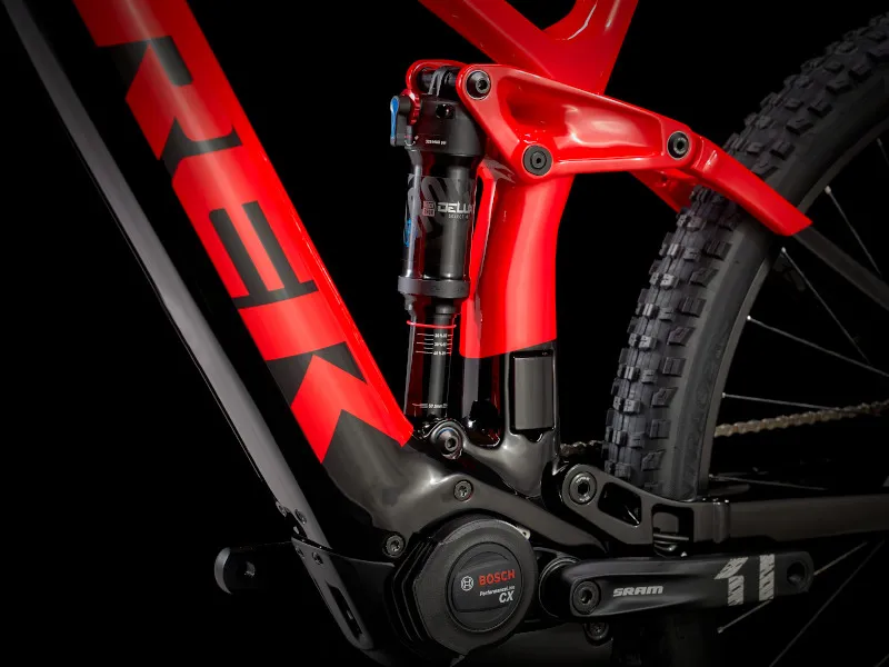 Trek Rail 9.5 Electric Full Suspension Mountain Bike 2022 in Red and Black -7