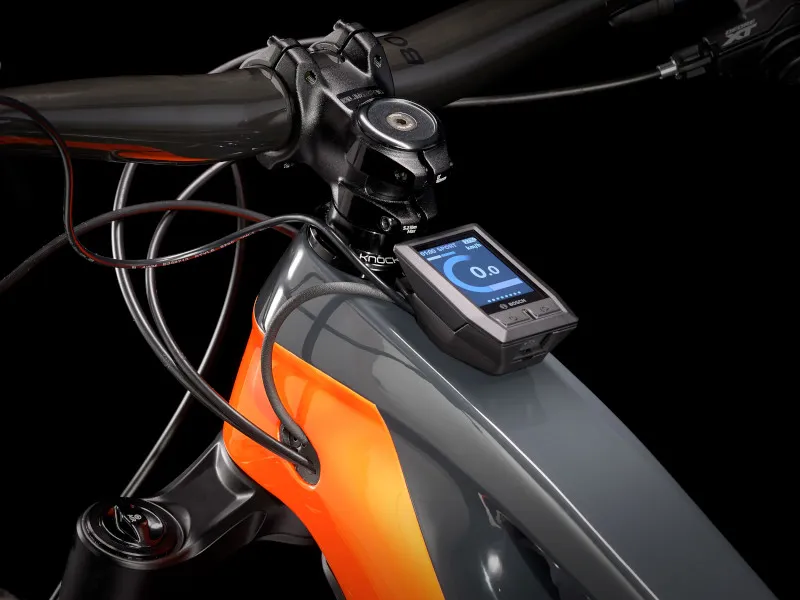 Trek Rail 9.8 XT Full Suspension Electric MTB 2021 in Charcoal and Orange-10