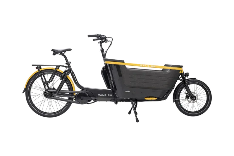 Raleigh Stride 2 Electric Cargo Bike 20/26 2023 in Black/Yellow 50cm