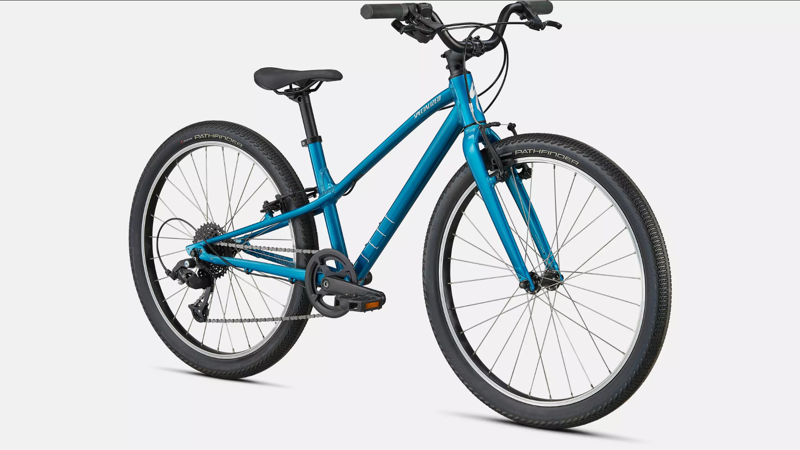 Specialized Jett 24 inch Kids Bike 2026 in Gloss Teal Tint Flake Silver-1
