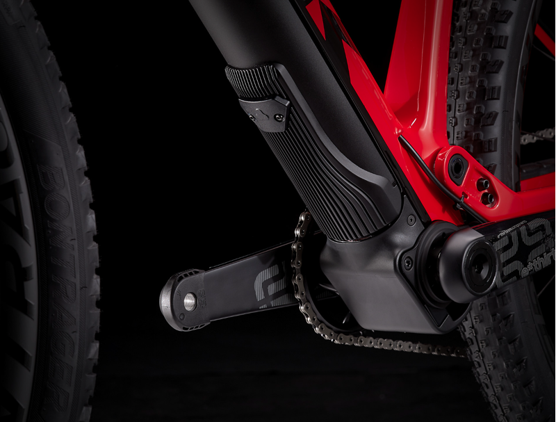 Trek E-Caliber 9.8 XTR Full Suspension Electric Mountain Bike 2021 in Marigold/Red-2