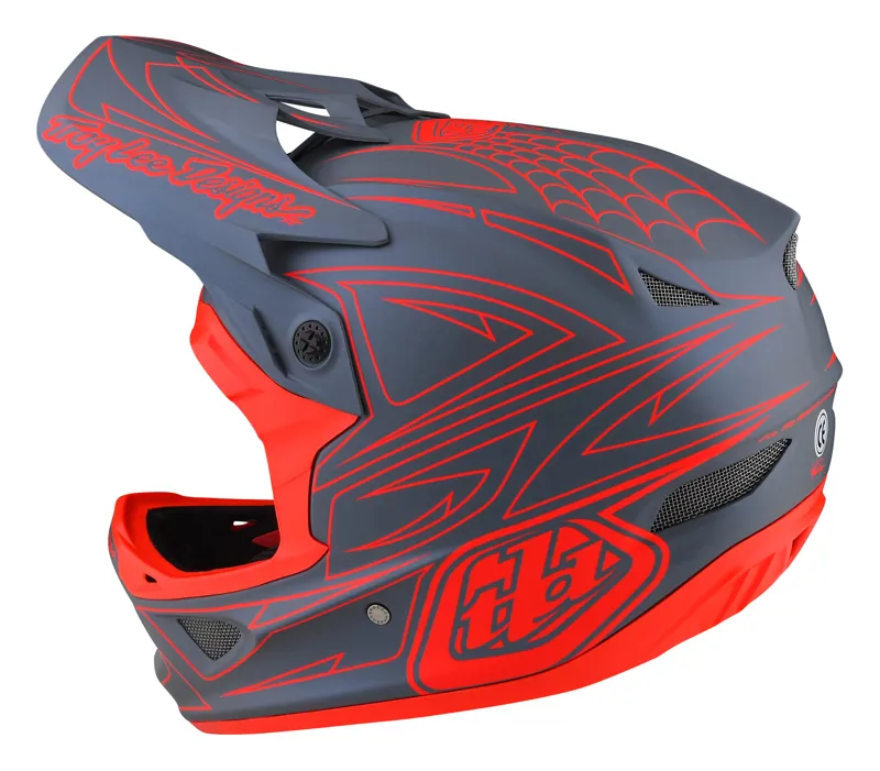 Troy Lee Designs D3 Fiberlite Helmet Spider Stripe in Grey/Red-2
