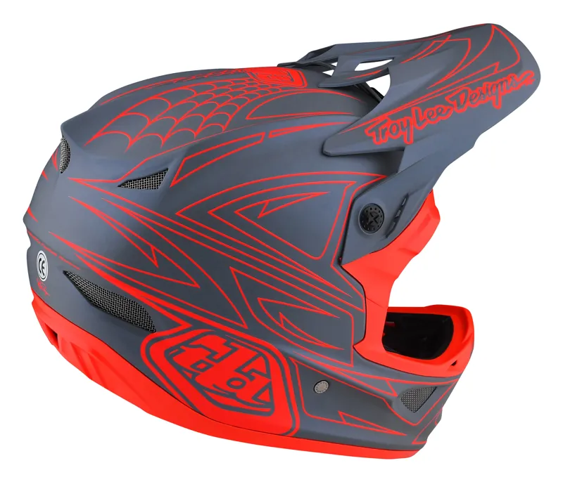 Troy Lee Designs D3 Fiberlite Helmet Spider Stripe in Grey/Red-4
