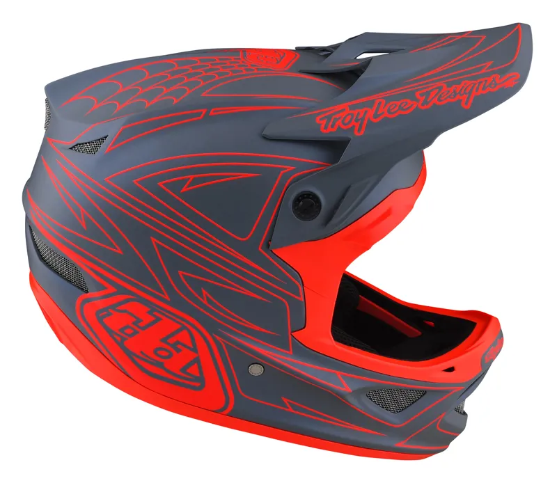 Troy Lee Designs D3 Fiberlite Helmet Spider Stripe in Grey/Red