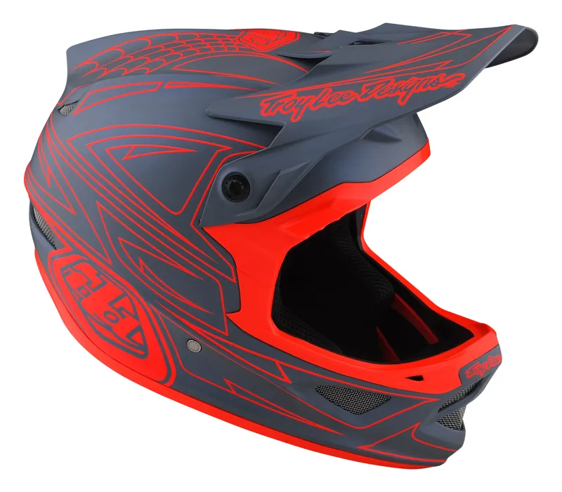 Troy Lee Designs D3 Fiberlite Helmet Spider Stripe in Grey/Red-5