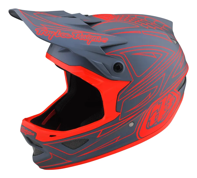 Troy Lee Designs D3 Fiberlite Helmet Spider Stripe in Grey/Red-6