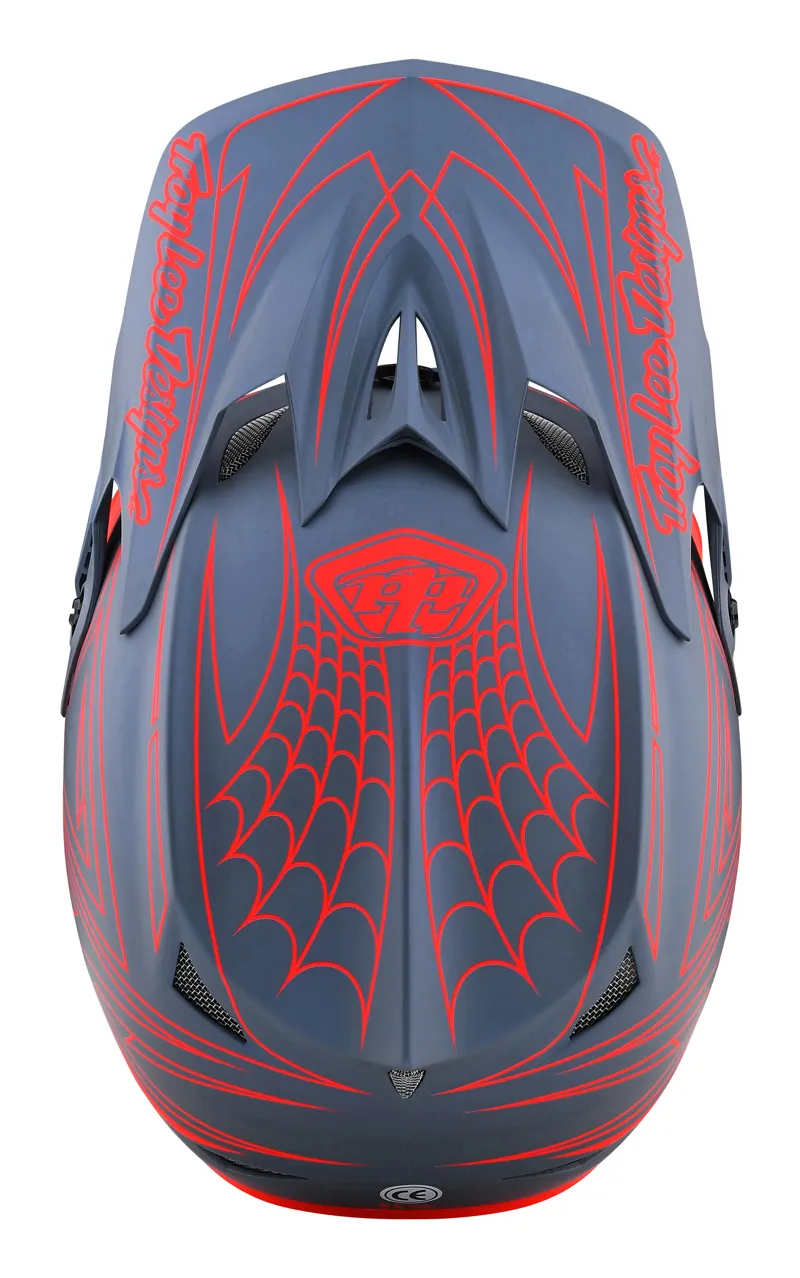 Troy Lee Designs D3 Fiberlite Helmet Spider Stripe in Grey/Red-7