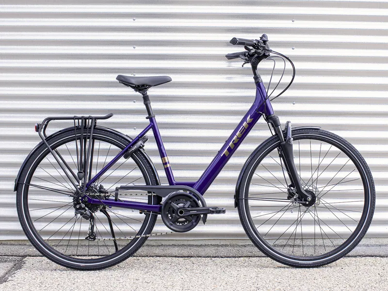 Trek Verve 3 EQ Lowstep Hybrid Bike 2022 in Purple-1